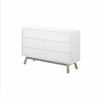 Commode six tiroirs moderne du milieu du siècle, type « Plank and Beam »