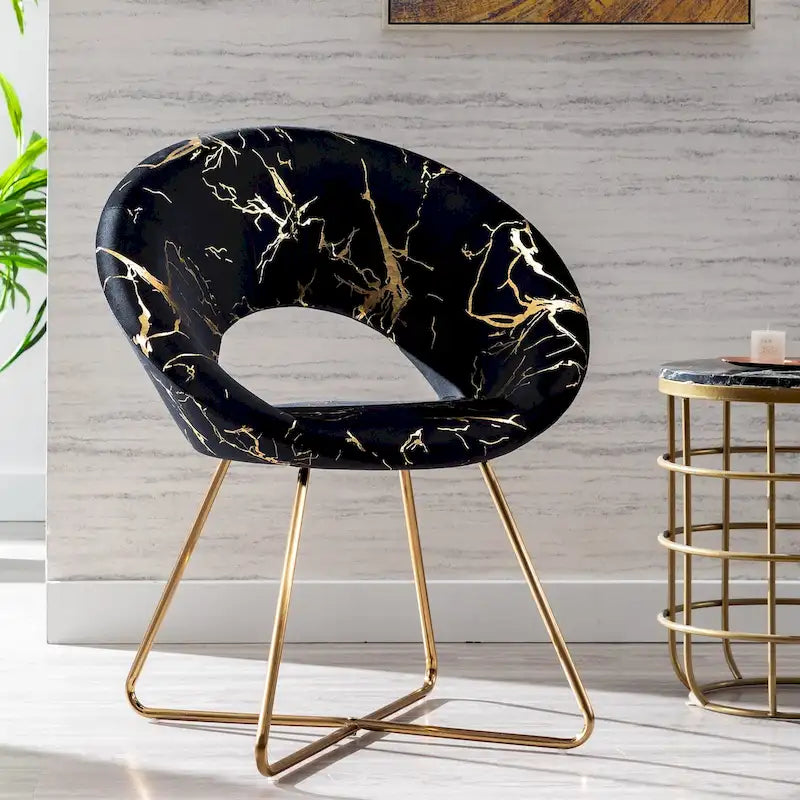 Chaise d'appoint moderne en velours bronzé, Chaise de loisirs Coiffeuse