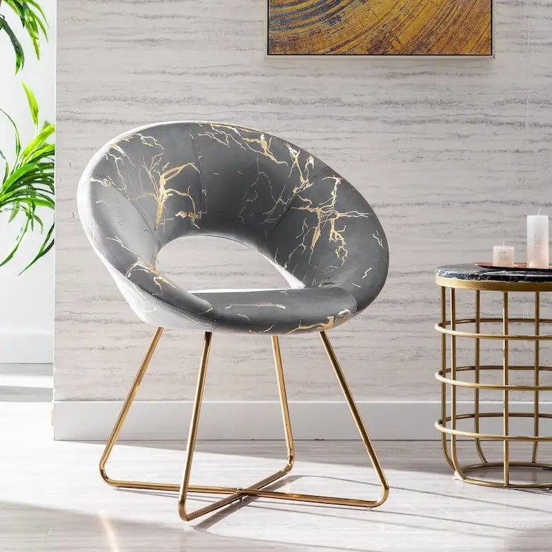 Chaise d'appoint moderne en velours bronzé, Chaise de loisirs Coiffeuse