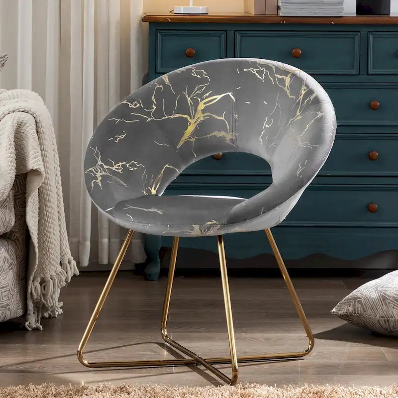 Chaise d'appoint moderne en velours bronzé, Chaise de loisirs Coiffeuse