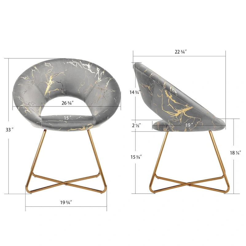 Chaise d'appoint moderne en velours bronzé, Chaise de loisirs Coiffeuse