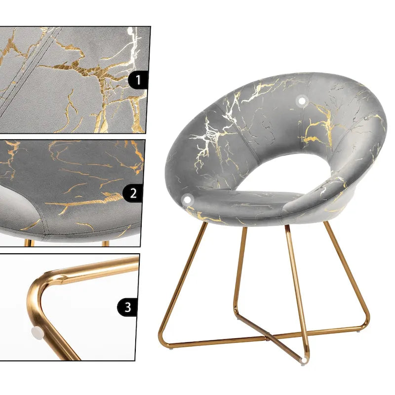 Chaise d'appoint moderne en velours bronzé, Chaise de loisirs Coiffeuse