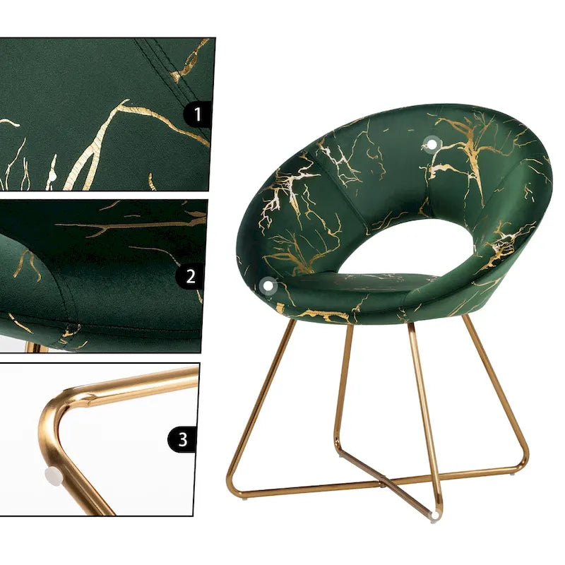 Chaise d'appoint moderne en velours bronzé, Chaise de loisirs Coiffeuse