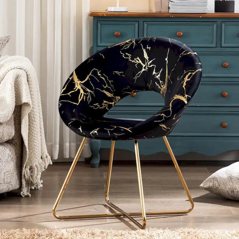 Chaise d'appoint moderne en velours bronzé, Chaise de loisirs Coiffeuse