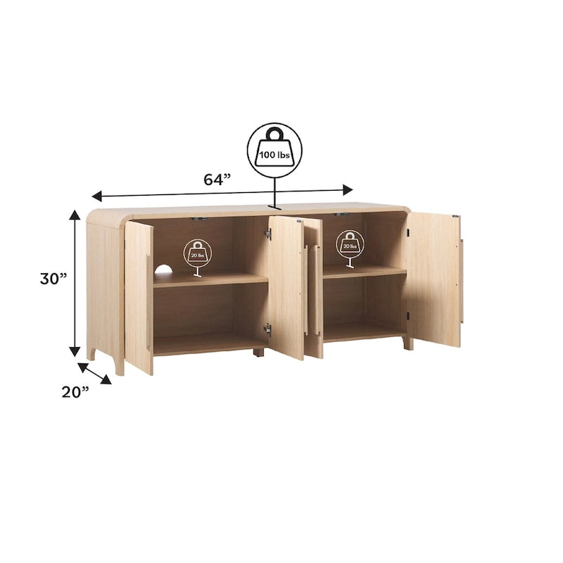 Buffet moderne de 162 cm avec bords arrondis Middlebrook