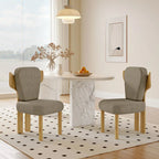 Chaises de salle à manger Corvus Delhi Teddy Fabric Upholstery avec pieds en bois (Lot de 2)