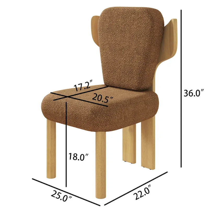 Chaises de salle à manger Corvus Delhi Teddy Fabric Upholstery avec pieds en bois (Lot de 2)