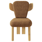Chaises de salle à manger Corvus Delhi Teddy Fabric Upholstery avec pieds en bois (Lot de 2)