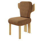 Chaises de salle à manger Corvus Delhi Teddy Fabric Upholstery avec pieds en bois (Lot de 2)