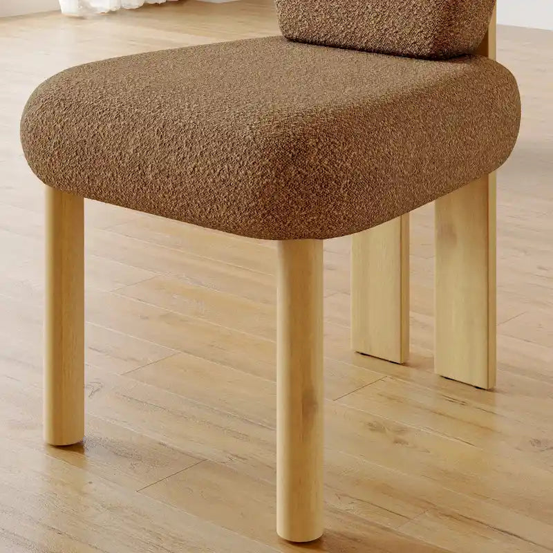Chaises de salle à manger Corvus Delhi Teddy Fabric Upholstery avec pieds en bois (Lot de 2)