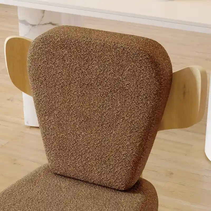 Chaises de salle à manger Corvus Delhi Teddy Fabric Upholstery avec pieds en bois (Lot de 2)
