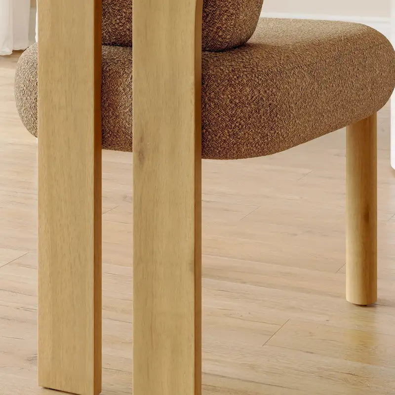 Chaises de salle à manger Corvus Delhi Teddy Fabric Upholstery avec pieds en bois (Lot de 2)
