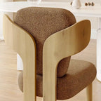 Chaises de salle à manger Corvus Delhi Teddy Fabric Upholstery avec pieds en bois (Lot de 2)
