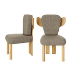 Chaises de salle à manger Corvus Delhi Teddy Fabric Upholstery avec pieds en bois (Lot de 2)