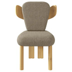 Chaises de salle à manger Corvus Delhi Teddy Fabric Upholstery avec pieds en bois (Lot de 2)