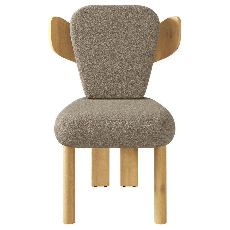 Chaises de salle à manger Corvus Delhi Teddy Fabric Upholstery avec pieds en bois (Lot de 2)