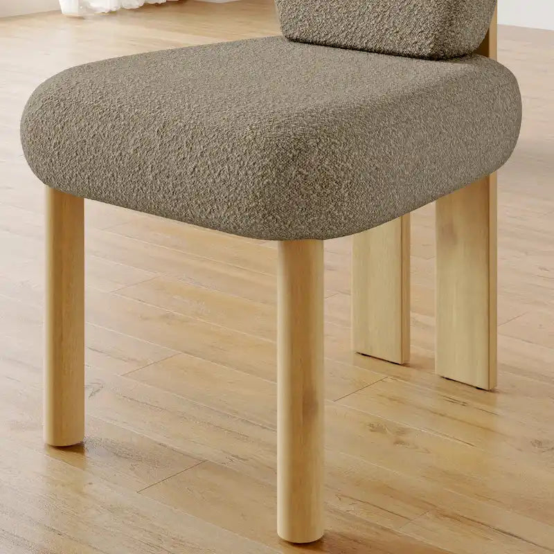 Chaises de salle à manger Corvus Delhi Teddy Fabric Upholstery avec pieds en bois (Lot de 2)