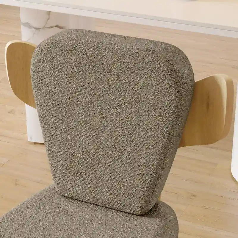 Chaises de salle à manger Corvus Delhi Teddy Fabric Upholstery avec pieds en bois (Lot de 2)