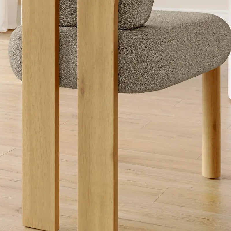 Chaises de salle à manger Corvus Delhi Teddy Fabric Upholstery avec pieds en bois (Lot de 2)