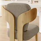 Chaises de salle à manger Corvus Delhi Teddy Fabric Upholstery avec pieds en bois (Lot de 2)