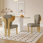 Chaises de salle à manger Corvus Delhi Teddy Fabric Upholstery avec pieds en bois (Lot de 2)