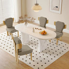 Chaises de salle à manger Corvus Delhi Teddy Fabric Upholstery avec pieds en bois (Lot de 2)