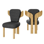 Chaises de salle à manger Corvus Delhi Teddy Fabric Upholstery avec pieds en bois (Lot de 2)