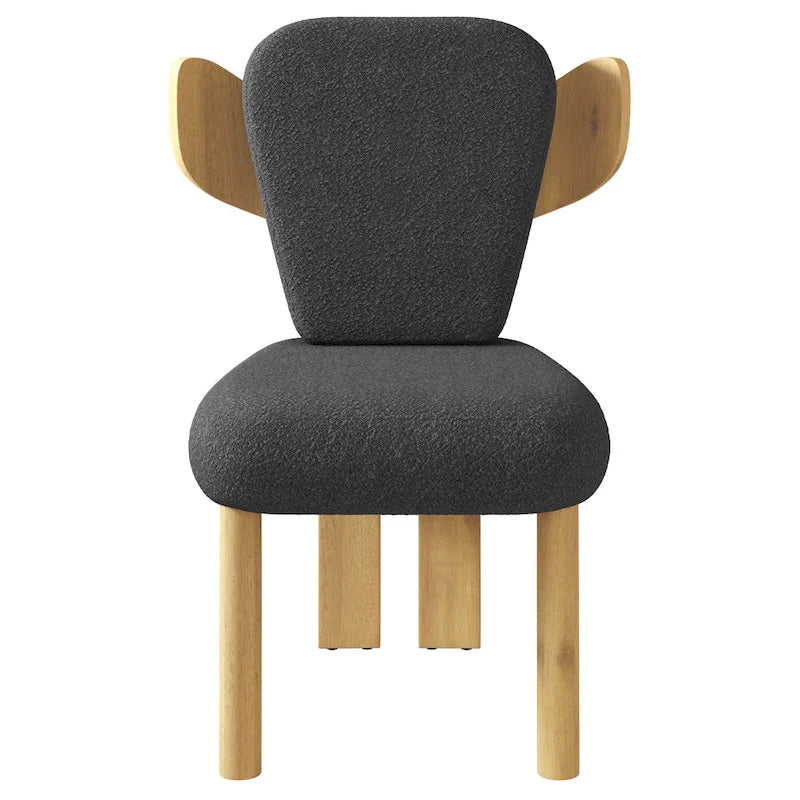 Chaises de salle à manger Corvus Delhi Teddy Fabric Upholstery avec pieds en bois (Lot de 2)