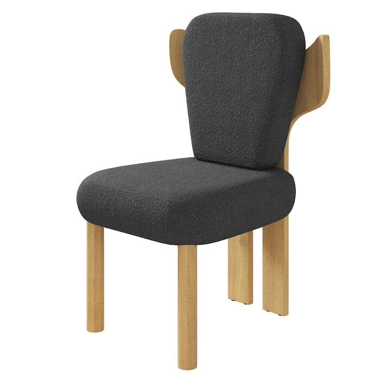 Chaises de salle à manger Corvus Delhi Teddy Fabric Upholstery avec pieds en bois (Lot de 2)