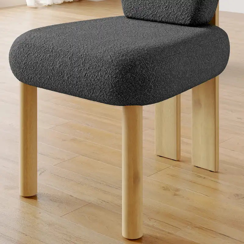 Chaises de salle à manger Corvus Delhi Teddy Fabric Upholstery avec pieds en bois (Lot de 2)