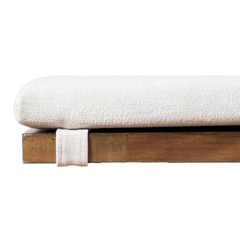 Banc de salle à manger Drystan Rustic Ivory en tissu rembourré de 60 pouces de Furniture of America