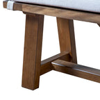Banc de salle à manger Drystan Rustic Ivory en tissu rembourré de 60 pouces de Furniture of America