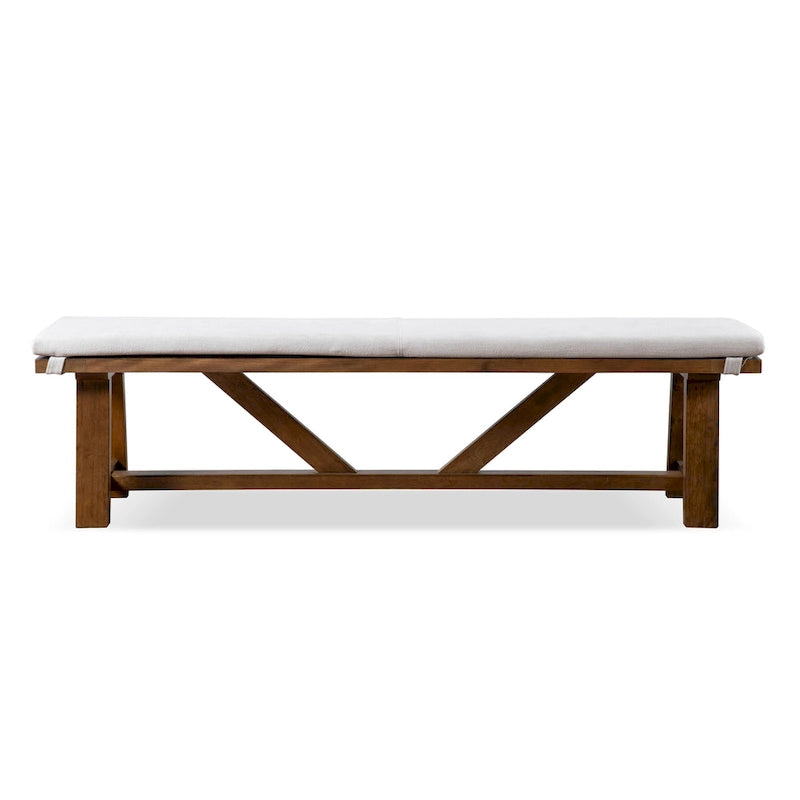 Banc de salle à manger Drystan Rustic Ivory en tissu rembourré de 60 pouces de Furniture of America