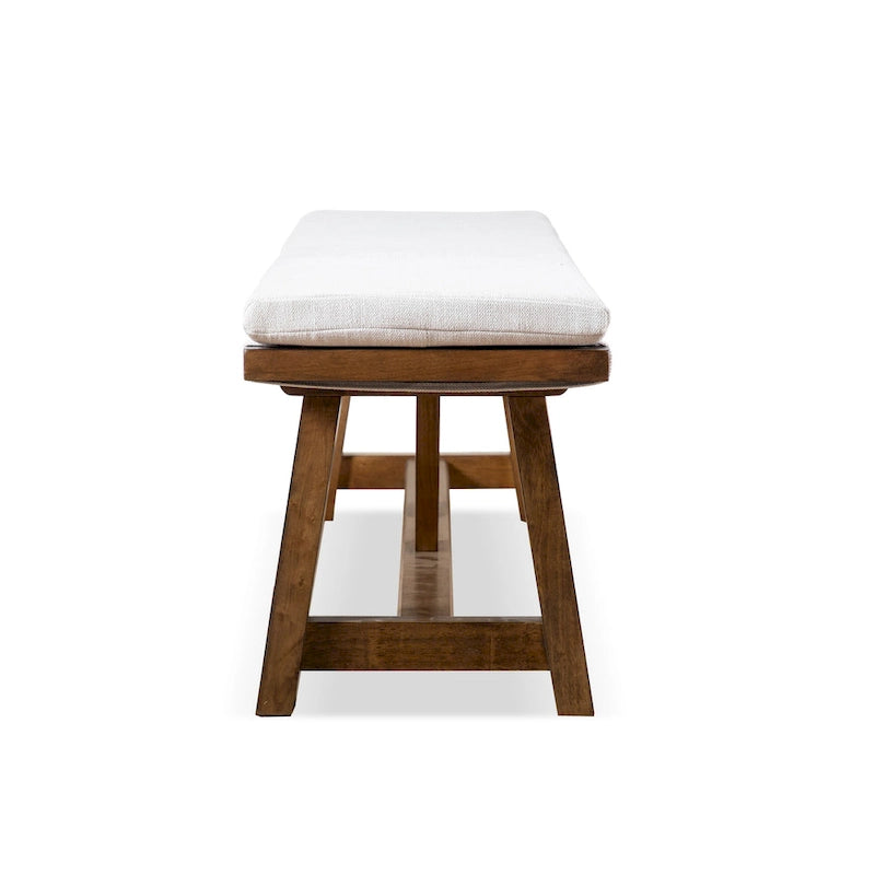Banc de salle à manger Drystan Rustic Ivory en tissu rembourré de 60 pouces de Furniture of America