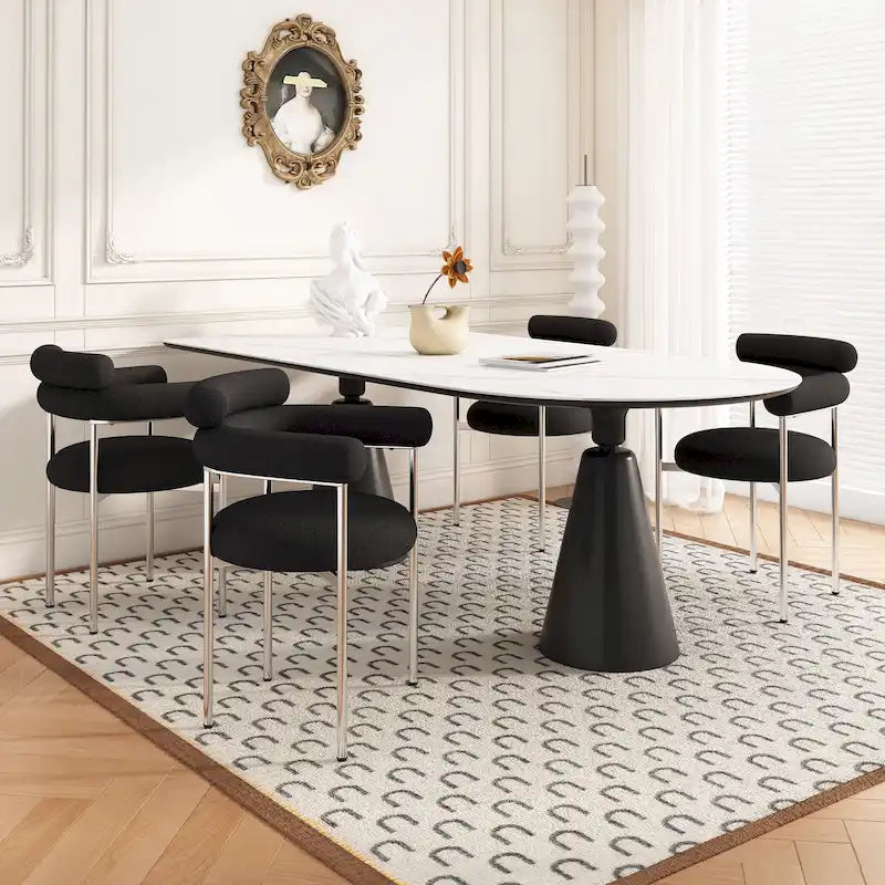 Chaises de salle à manger Naci Modernes en tissu avec accoudoirs et pieds en métal par Christopher Knight Home
