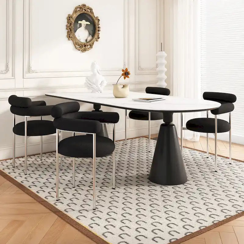 Chaises de salle à manger Naci Modernes en tissu avec accoudoirs et pieds en métal par Christopher Knight Home