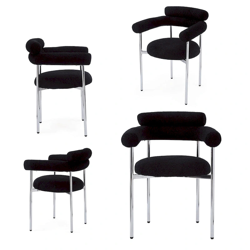 Chaises de salle à manger Naci Modernes en tissu avec accoudoirs et pieds en métal par Christopher Knight Home