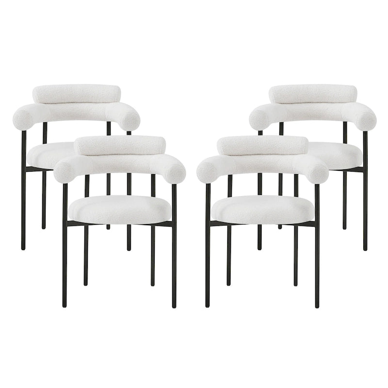 Chaises de salle à manger Naci Modernes en tissu avec accoudoirs et pieds en métal par Christopher Knight Home