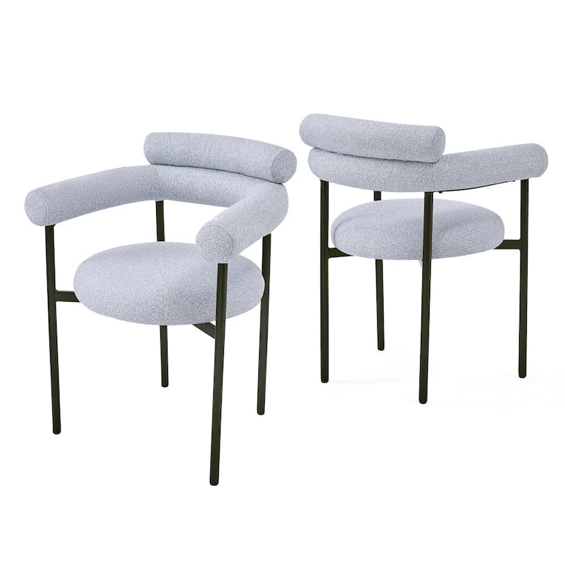 Chaises de salle à manger Naci Modernes en tissu avec accoudoirs et pieds en métal par Christopher Knight Home
