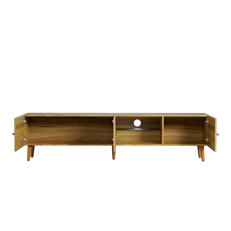 Meuble TV moderne du milieu du siècle de 70 pouces, meuble TV avec rangement, centre de divertissement pour salon et chambre à coucher, console média TV