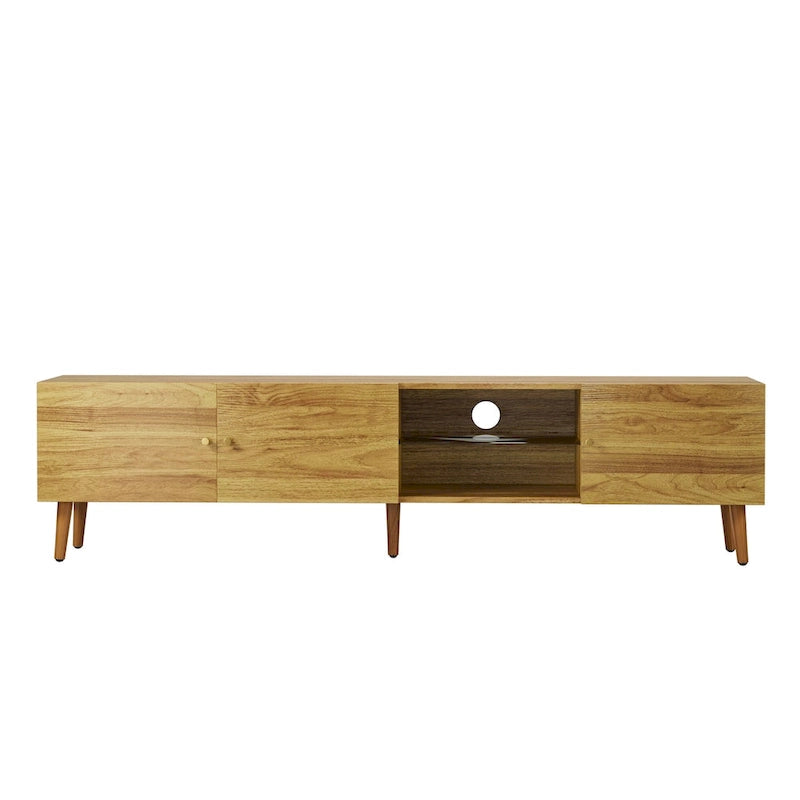 Meuble TV moderne du milieu du siècle de 70 pouces, meuble TV avec rangement, centre de divertissement pour salon et chambre à coucher, console média TV