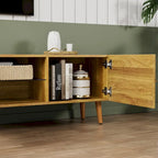 Meuble TV moderne du milieu du siècle de 70 pouces, meuble TV avec rangement, centre de divertissement pour salon et chambre à coucher, console média TV