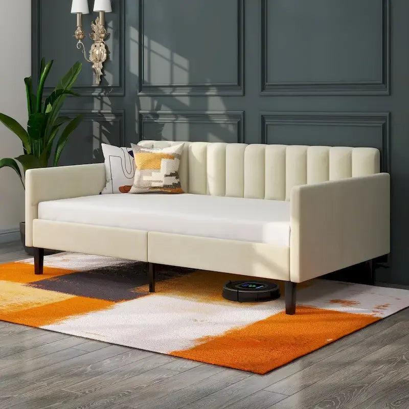 Lit de repos moderne de taille double Epiphyllum avec dossier capitonné côtelé par Christopher Knight Home