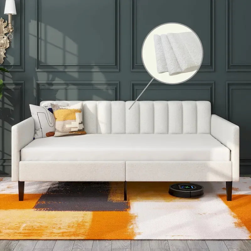 Lit de repos moderne de taille double Epiphyllum avec dossier capitonné côtelé par Christopher Knight Home