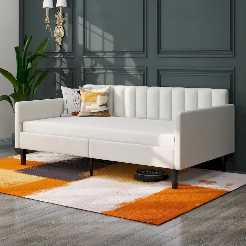 Lit de repos moderne de taille double Epiphyllum avec dossier capitonné côtelé par Christopher Knight Home