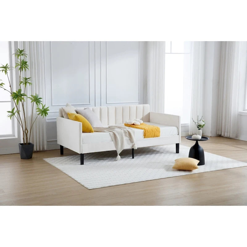 Lit de repos moderne de taille double Epiphyllum avec dossier capitonné côtelé par Christopher Knight Home