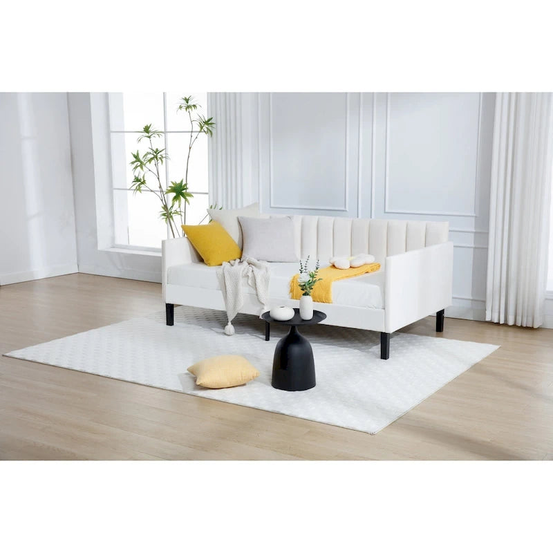 Lit de repos moderne de taille double Epiphyllum avec dossier capitonné côtelé par Christopher Knight Home