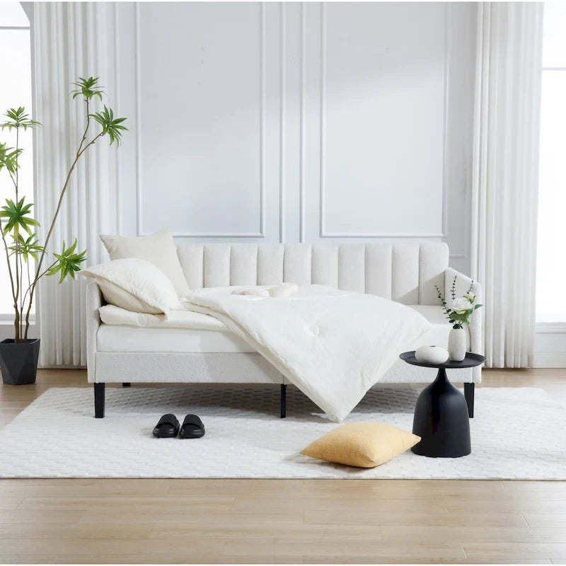 Lit de repos moderne de taille double Epiphyllum avec dossier capitonné côtelé par Christopher Knight Home