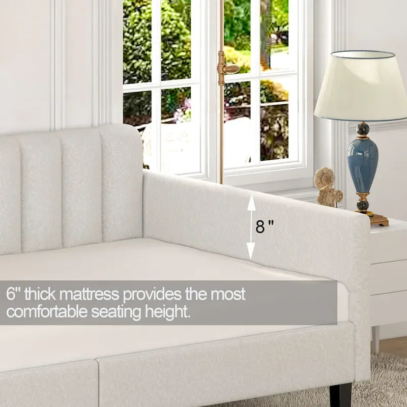 Lit de repos moderne de taille double Epiphyllum avec dossier capitonné côtelé par Christopher Knight Home