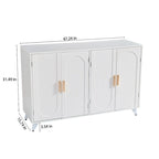 Buffet bahut blanc 4 portes avec effet vague et étagères amovibles
